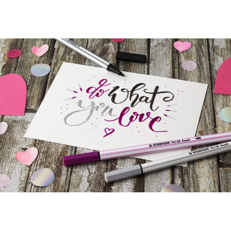 STABILO feutres Pen 68 brush, pointe pinceau flexible, 25 pièces, étui métal